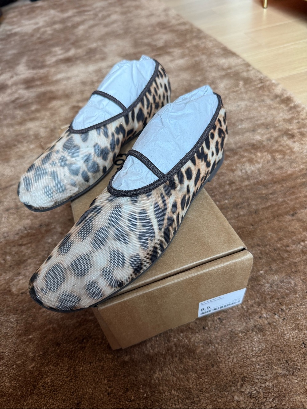 Reformation Leopard-Print Ballet Flats in Black and Tan - Picture 4 of 5